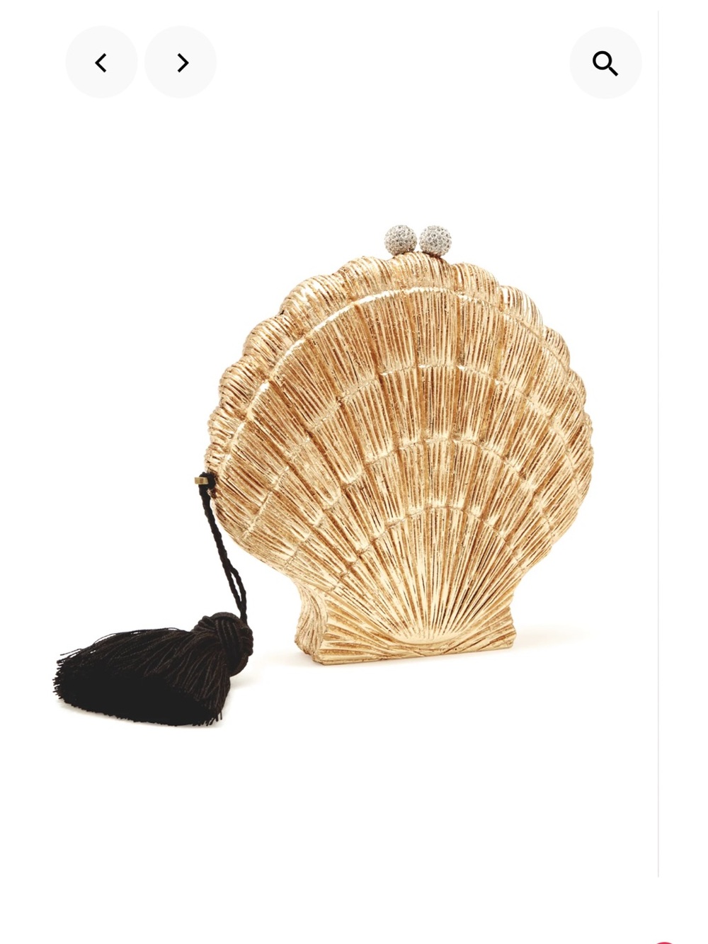 Emma kuo Gold Shell Clutch with Black Tassel